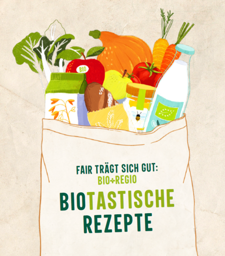 Tüte mit Bio-Lebensmitteln